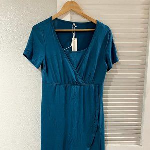 Nursing Blue Wrap Dress Size M